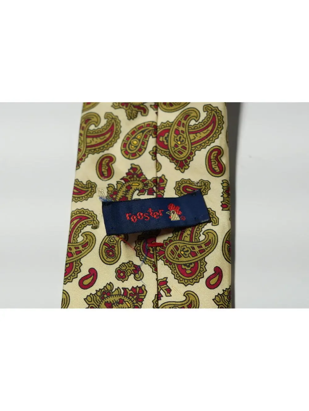 Rooster Tie Men's Cream Paisley Silk